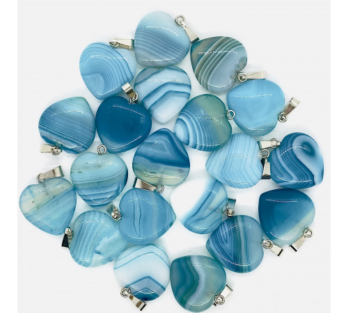 Кулон сердце агат тонированный голубой  20*20мм