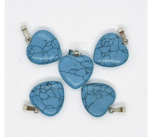 Кулон сердце берюза голубая имитация 20*20мм