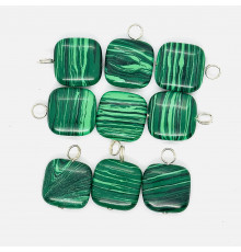Кулон квадрат малахит имитация 22*22мм