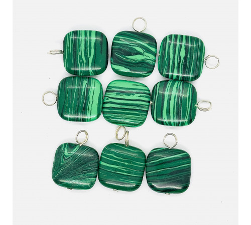 Кулон квадрат малахит имитация 22*22мм