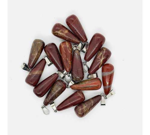Кулон капля яшма красная 10*25мм