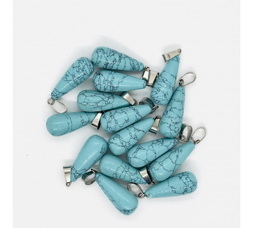 Кулон капля берюза имитация 10*25мм