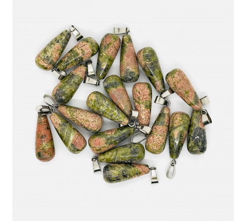 Кулон капля яшма унакит 10*25мм