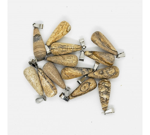 Кулон капля яшма песочная 10*25мм