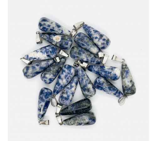 Кулон капля лазурит светло синий 10*25мм