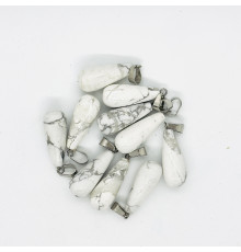 Кулон капля агат кахолонг белый 10*25мм