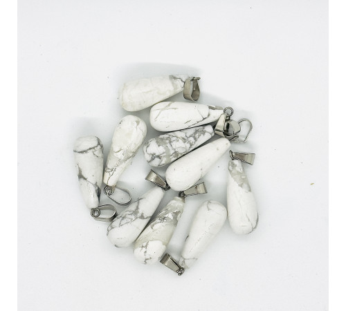 Кулон капля агат кахолонг белый 10*25мм