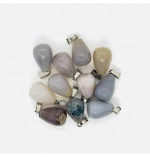 Кулон капля агат серый 13*18мм