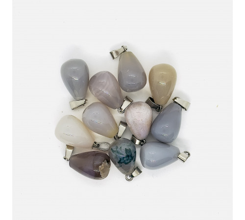 Кулон капля агат серый 13*18мм