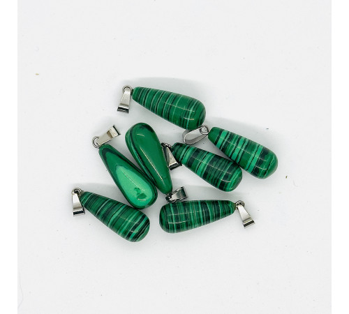Кулон капля малахит имитация 10*25мм