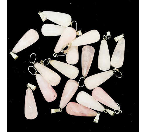 Кулон капля кварц розовый 10*25мм