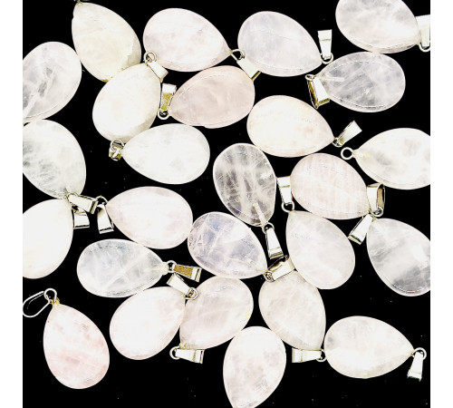 Кулон капля кварц розовый 16*23мм