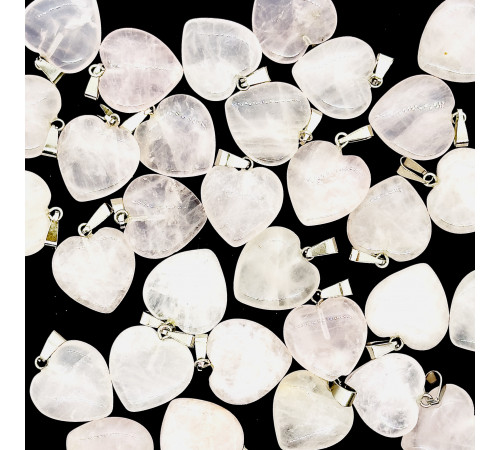 Кулон сердце кварц розовый 20*20мм