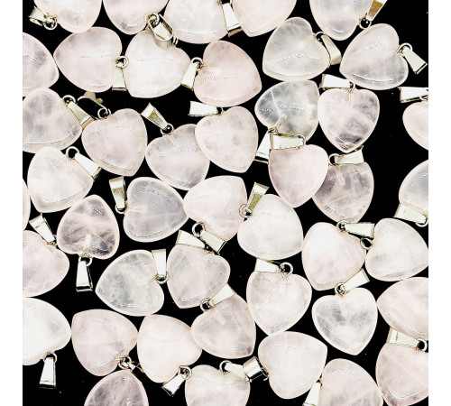 Кулон сердце кварц розовый 16*16мм