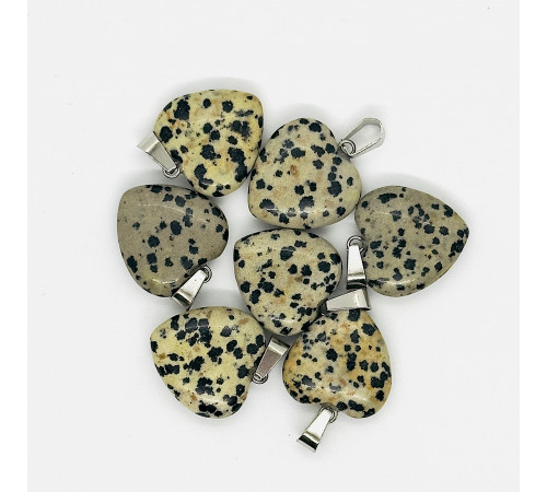 Кулон сердце обсидиан далматин 20*20мм