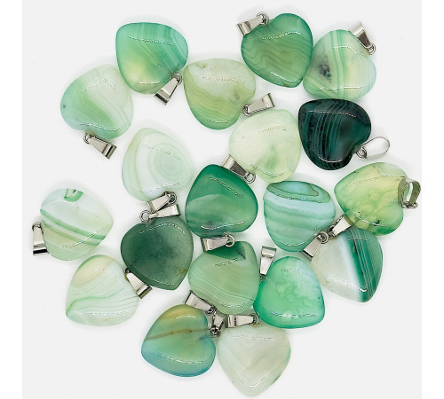 Кулон сердце агат тонированный зеленый 20*20мм