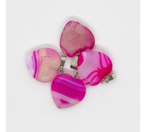 Кулон сердце агат тонированный розовый 20*20мм