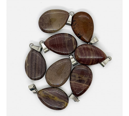 Кулон капля яшма коричневая 16*23мм