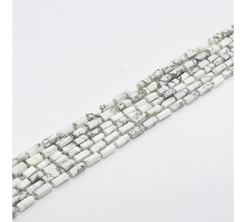 Нить агат кахолонг белый цилиндр 7*13мм