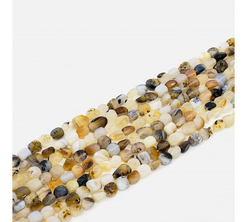 Нить агат серо-желтый окат 10*14мм