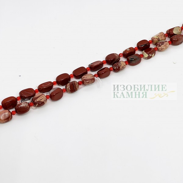 Нить яшма красная окат 10*15м...