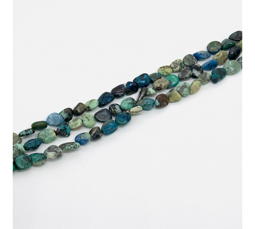 Нить хризоколла сине-зеленая окат 10*13мм