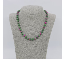 Бусы цоизит зелено-розовый шар 9мм