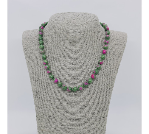 Бусы цоизит зелено-розовый шар 9мм