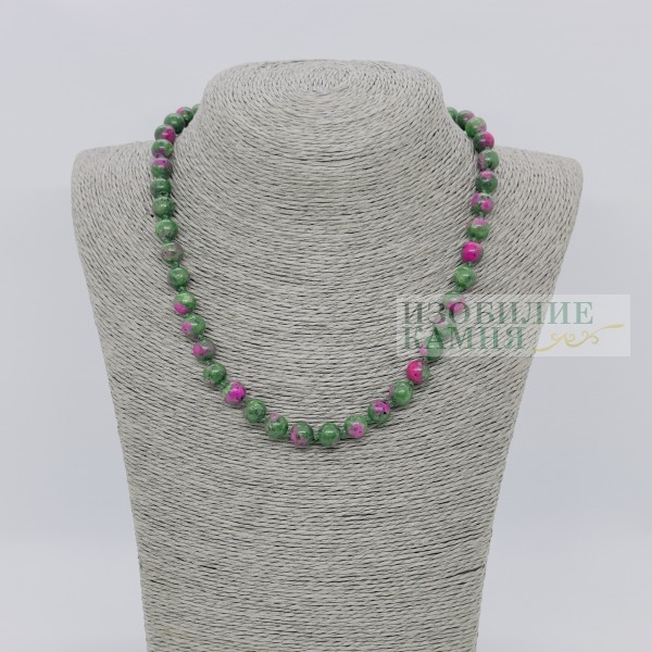 Бусы цоизит зелено-розовый ...