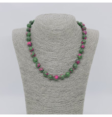 Бусы цоизит зелено-розовый 10мм