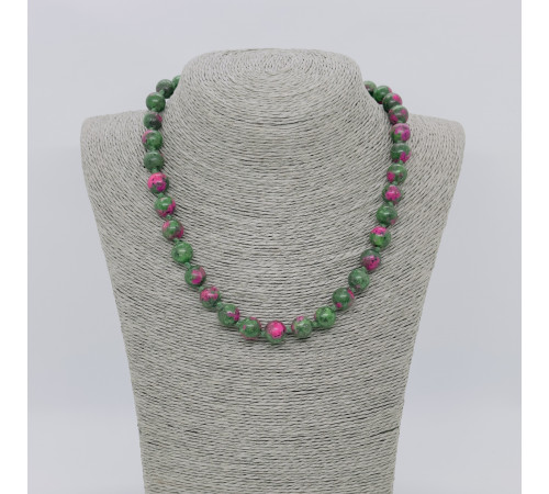 Бусы цоизит зелено-розовый 10мм