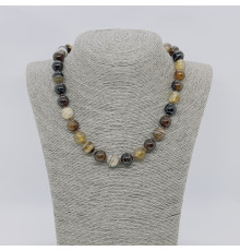 Бусы агат шоколадный шар 12мм