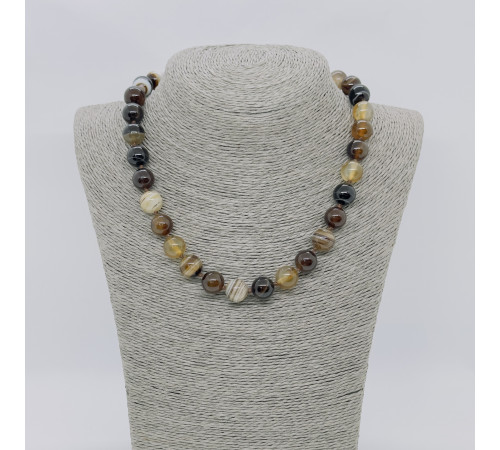 Бусы агат шоколадный шар 12мм