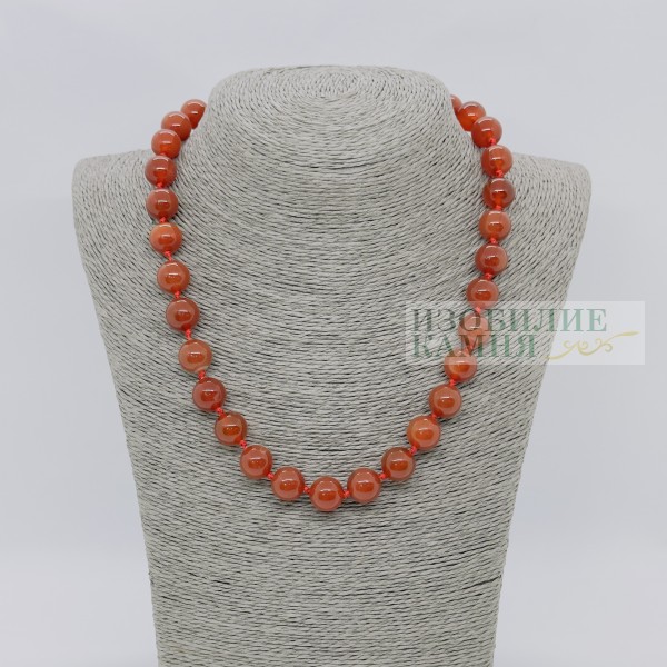 Бусы сердолик рыжий шар 12мм