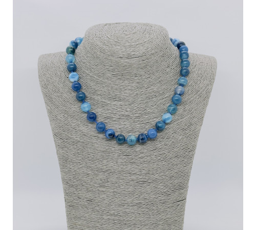 Бусы агат тонированный голубой шар 10мм