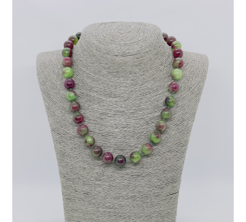 Бусы кварц зелено-розовый шар 12мм