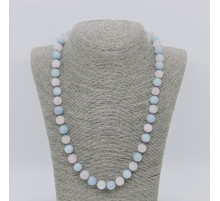 Бусы кварц голубой и розовый шар 10мм