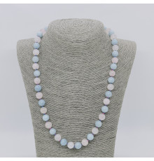 Бусы кварц голубой и розовый шар 10мм