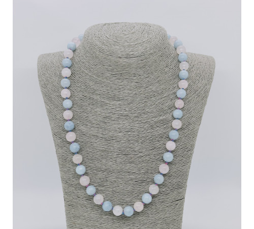 Бусы кварц голубой и розовый шар 10мм