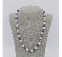 Бусы кварц розовый, аметист шар 10мм