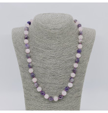 Бусы кварц розовый, аметист шар 10мм