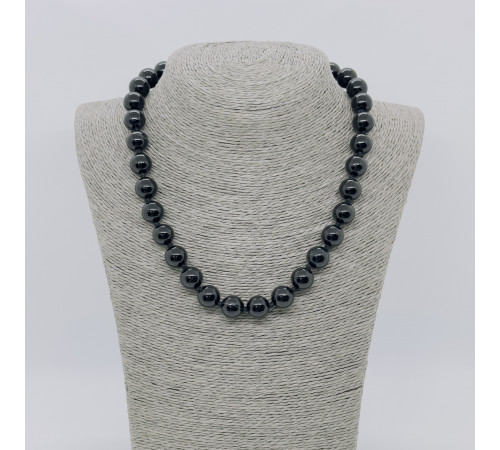 Бусы агат черный шар 14мм