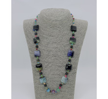 Бусы агат квадрат 18мм, шар: 5,8мм