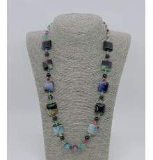 Бусы агат квадрат 18мм, шар: 5,8мм