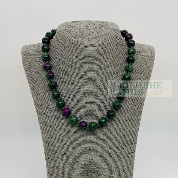 Бусы цоизит зелено-розовый ...