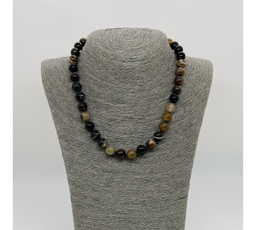 Бусы агат шоколадный шар 10мм