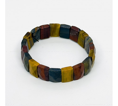 Браслет бычий, тигровый, соколиный глаз прямоугольник грань 11*15мм