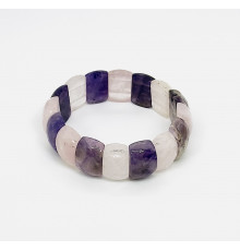 Браслет аметист фиолетовый, кварц розовый банан грань 13*20мм