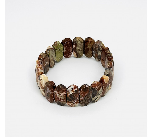 Браслет яшма пейзажная овал грань 10*20мм