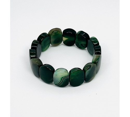 Браслет агат тонированный темно зеленый 15*20мм